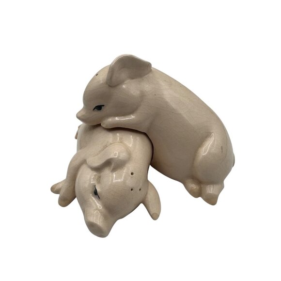 Vintage Ceramic  Stackable Pig Salt & Pepper Shakers Set - Picture 3 of 6